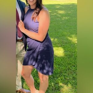 Navy Blue Sleeveless Wrap Dress